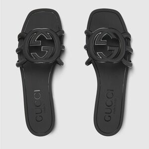 Gucci Black Interlocking G slide sandal